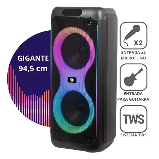 Torre De Sonido JD 100W/12000W Bluetooth TWS Tower E1000 Luces LED Micrófono Fiesta Karaoke Entrada de Guitarra Portátil