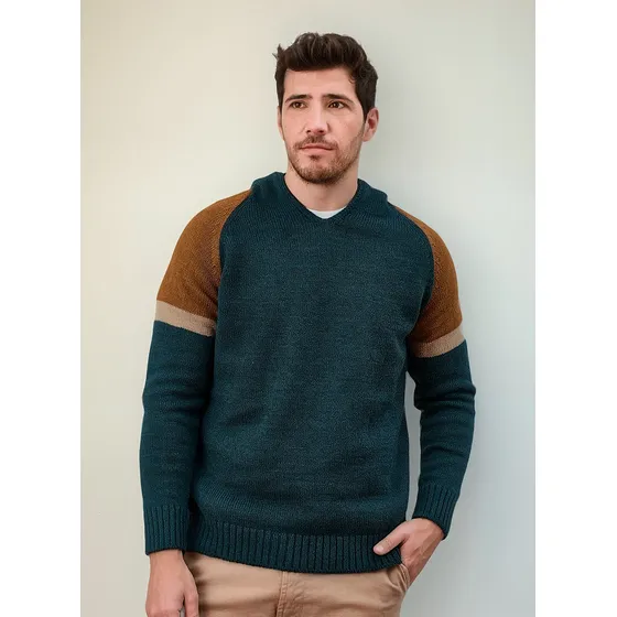 Sweater C/ Capucha Manga Ranglan Colores Combinado Art. 206