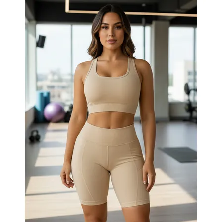 Conjunto Academia Top E Bermuda Com Bolso Zero Transparência