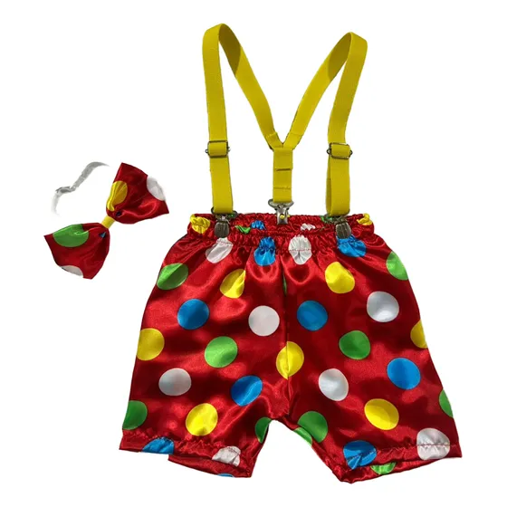 Conjunto Shorts E Suspensório Palhacinho Circo, Carnaval