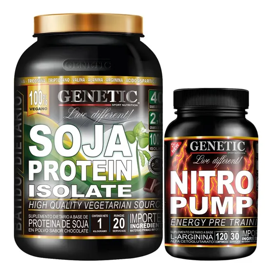Masa Muscular Proteina Veganos + Arginina Nitro Pump Genetic