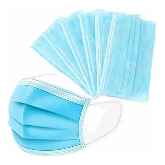 Caja De Tapa Boca Azul Antiviral Y Antipolvo De 3 Capas