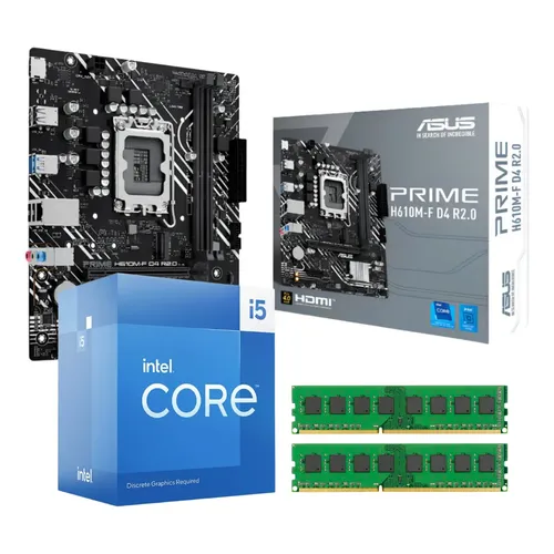 Kit Intel I5 12400F + Placa Mãe H610M-K D4 Micro ATX DDR4 64GB