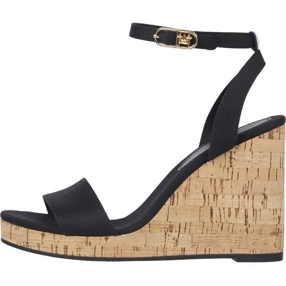 Sandalias Negro De Cuña Media Tommy Hilfiger