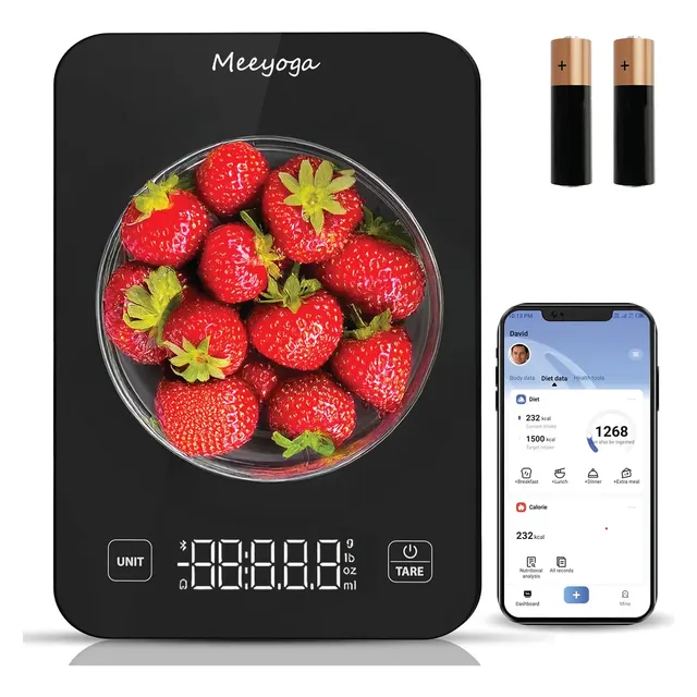 Báscula Alimentos Cocina Digital Aplicación Inteligente 10kg Capacidad Máxima 10 Kg Color Negro