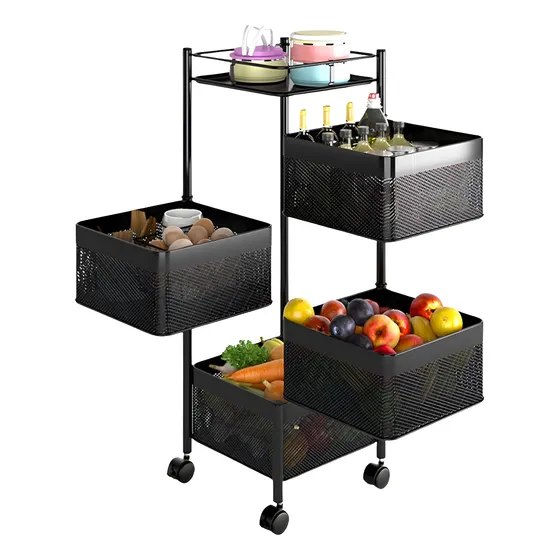 Carro Organizador Ruedas 4 Estantes Canastos Cocina Baño