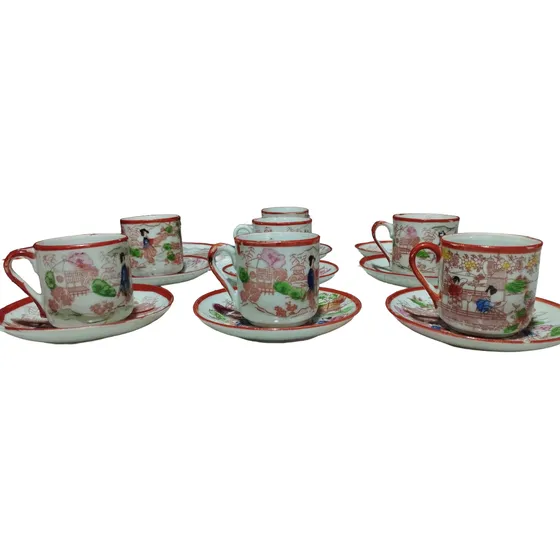 Juego Cafe Porcelana Japonesa Cáscara De Huevo Siglo xx