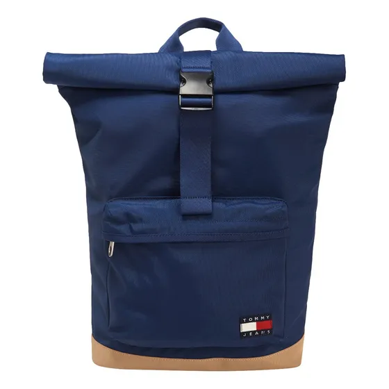 Tommy Hilfiger Backpack Moda Para Hombre Am0am13323 Acabado De Los Herrajes Níquel Color Velvet Blue Correa De Hombro Azul Diseño De La Tela Lisa