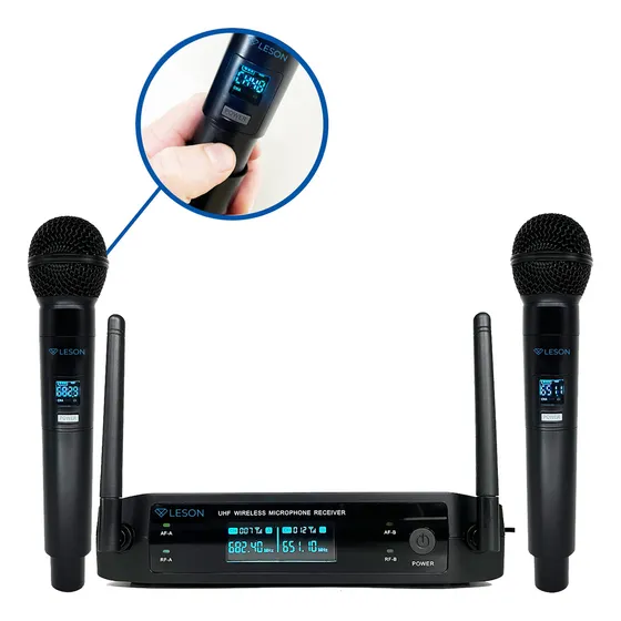 Microfone Sem Fio Le Son Ls902 Pro 2 Canais Cardioide Cor Preto