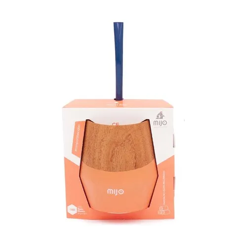 Mate Mijo Madera Caldén Yerba Naranja Con Bombilla