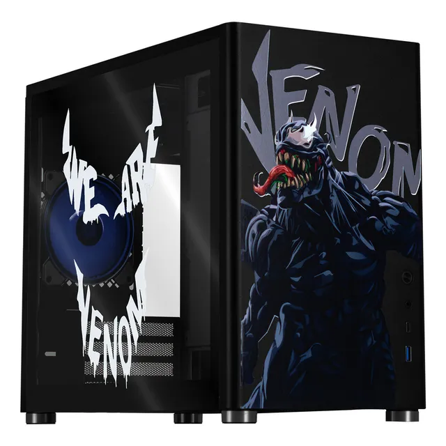Gabinete Gamer Xtreme Pc Gaming Venom-spider Comic Edition Mini Torre Micro Atx Usb-c Cristal Templado
