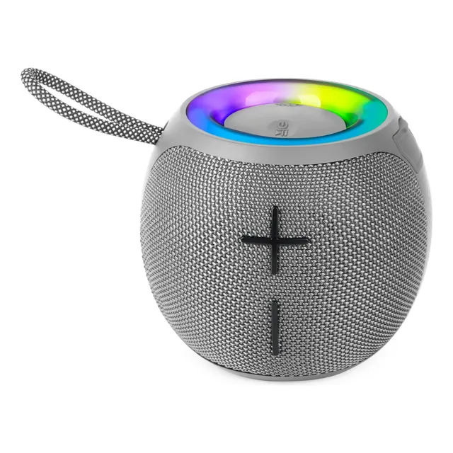 Bocina Bluetooth Tws Con Luz Led Y Reproductor Tarjeta Sd Color Gris
