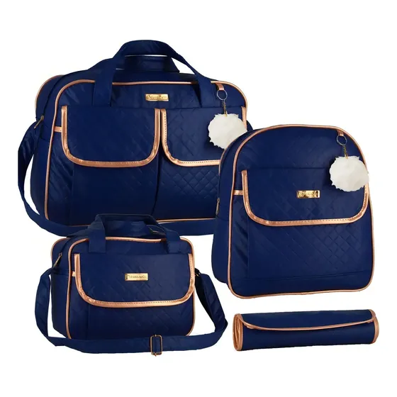 Kit Bolsa Maternidade Azul-marinho com Mochila e Trocador Bambinelli