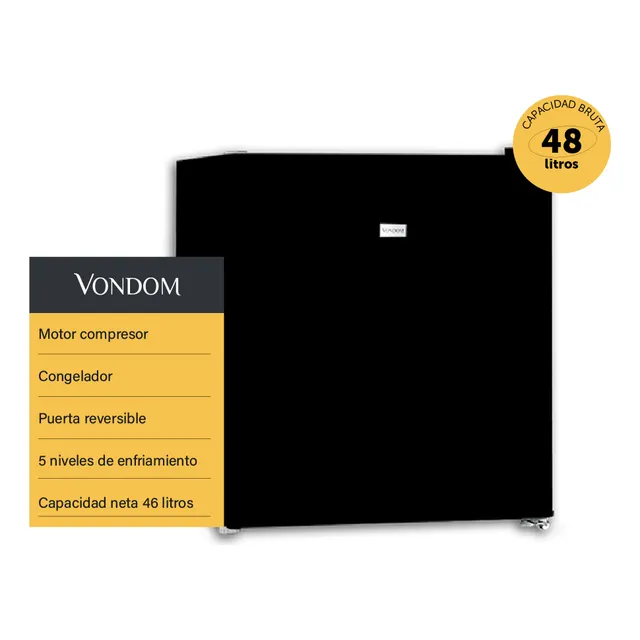 Frigobar Vondom 48 L Negro Con Motor Compresor