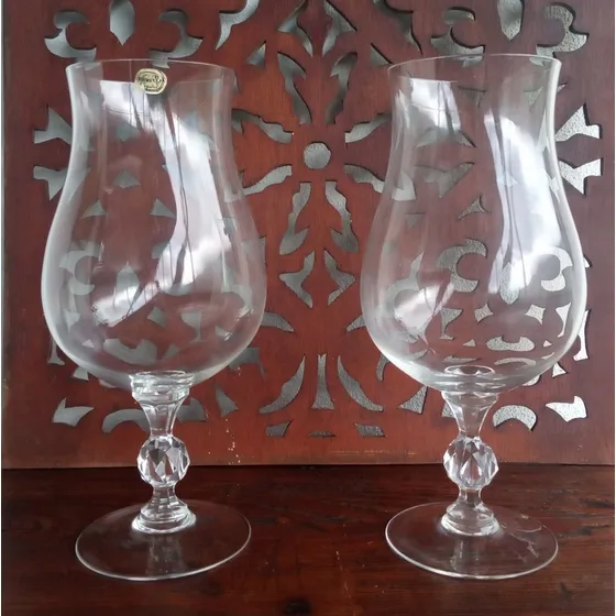 Grandes Copas Decorativas De Cristal De Bohemia Tallado