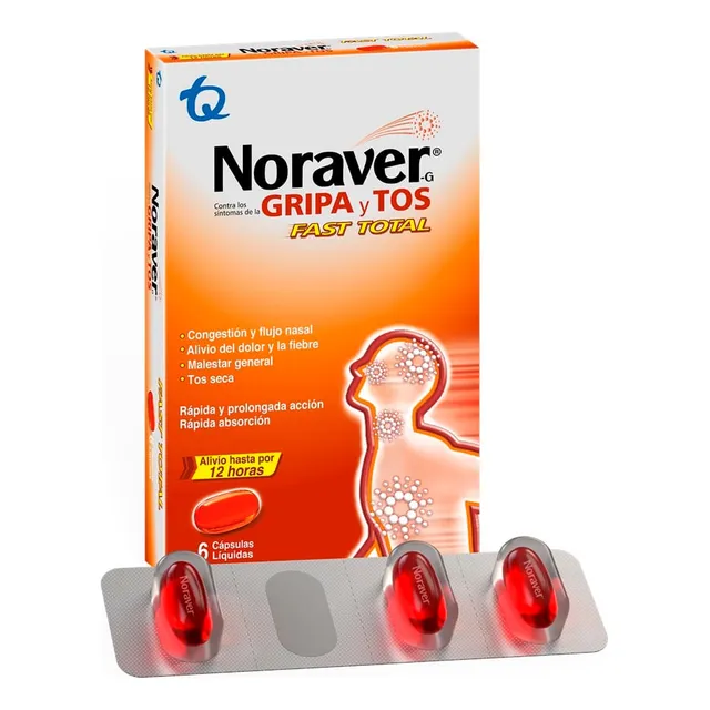 Noraver Gripa Y Tos Fast Total Caja X 6 Capsulas Liquidas