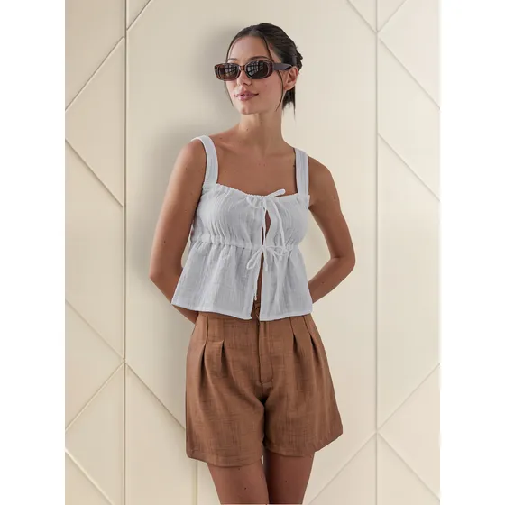 Blusa De Cotton Con Tiras Clarita