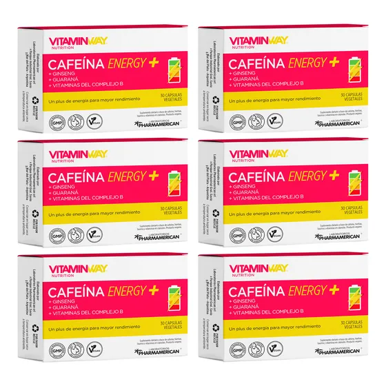Vitamin Way Kit X6 Cajas Cafeína Energy Suplemento X30 6c