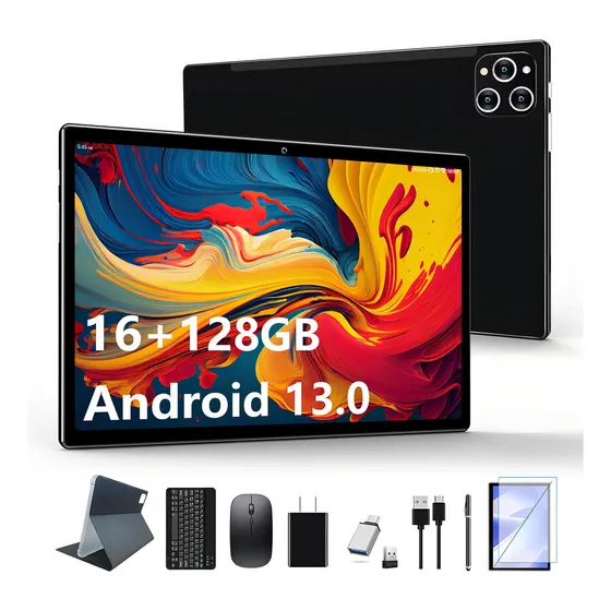 Tablet Feonal 10.1" Android 13 Octa-Core 128GB/16GB Negro con Teclado y Accesorios