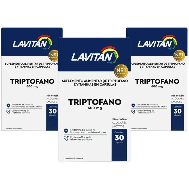 Kit 3 Suplemento Triptofano Calmante 30 Comp Cada - Lavitan