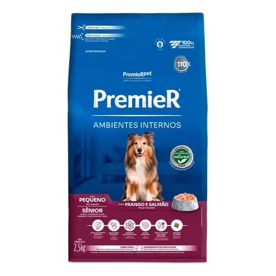 Ração Seca Premier Super Premium Sênior Cães Pequenos Frango/Salmão 2.5kg