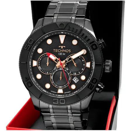 Relógio Technos Masculino Acqua Grafite - Js25bci/1f Bisel Preto