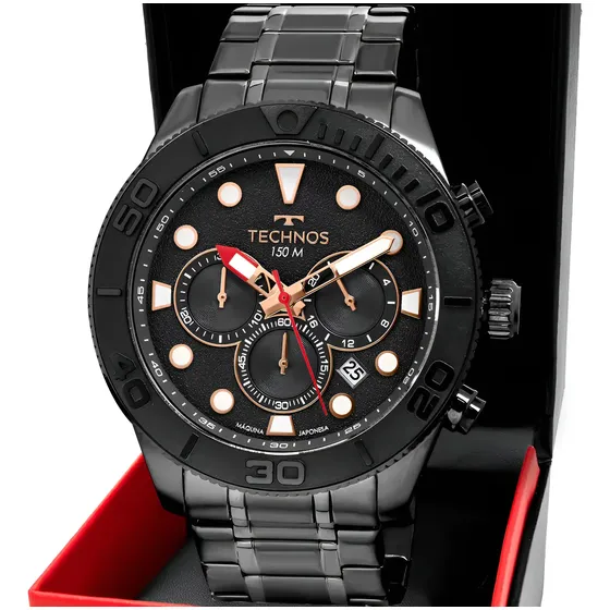 Relógio Technos Masculino Acqua Grafite - Js25bci/1f Bisel Preto
