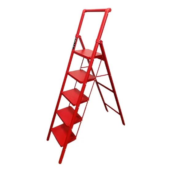 Escalera Metálica Tijera 5 Escalones 155cm Roja Circuit