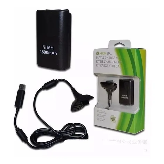 Kit Carga Y Juega Para Control Xbox 360 Cable Y Pila