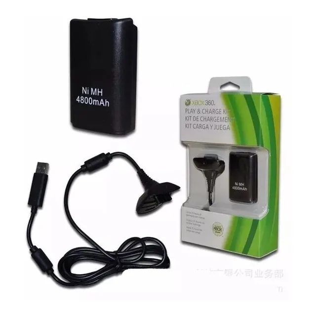 Kit Carga Y Juega Para Control Xbox 360 Cable Y Pila