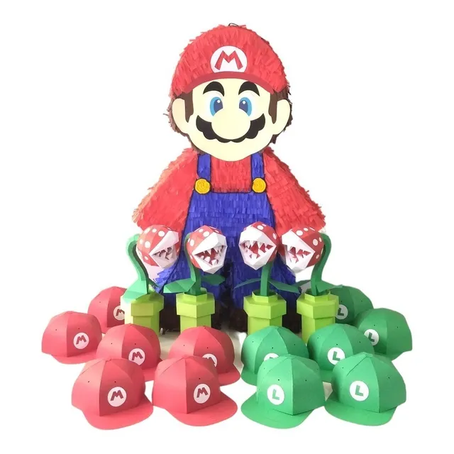 Combo Cotillones Piñata Centro De Mesa Mario Bros