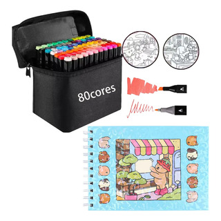 Wre Livro Colorir + Kit Marcador 80 Cores Com Estojo Wre Livro Colorir + Kit Marcador 80 Cores Com Estojo