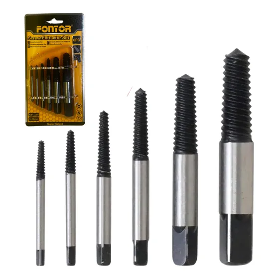 Juego Extractor Pernos Tornillos Dañado Roto Broca Set 6 Pza