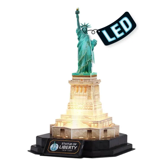 Puzzle 3d Estatua De La Libertad Cubicfun Luz Led 79 Piezas
