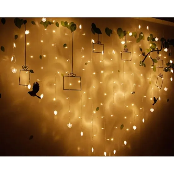 Tira De Luces Decorativas En Forma De Corazón Blanco Cálido