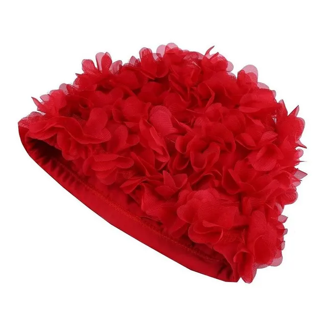 Floral Petal Dama Bañar Gorro Natacion Retro Largo Pelo