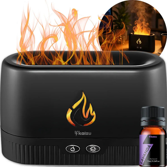 Umidificador De Ar Difusor Aromatizador Kaizu Ultrassonico Eletrico Efeito Chama Fogo Lareira Led Inteligente Realista 200ml Usb Bivolt Para Ambiente Quarto Sortidos 127/220v