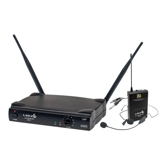 Microfone Sem Fio Uhf Lapela + Auricular Uh07hli Lyco Nfe