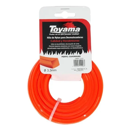 Nylon Para Desmalezadora Cuadrado-naranja 3.3mm 10m