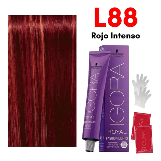 Tinte Igora Royal L88 Rojo Intenso Caja Morada Fashion Light