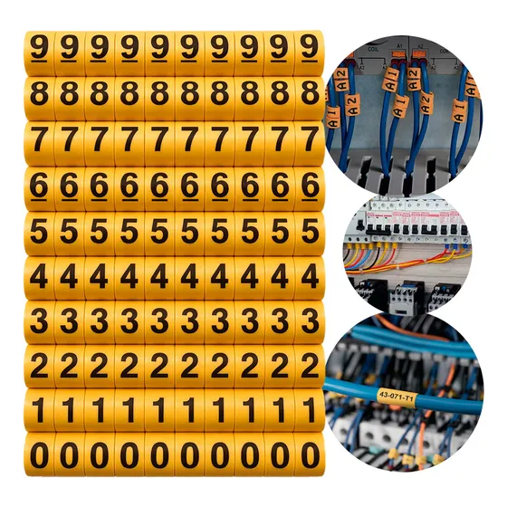 Kit 500un Anilha Marcador Cabos Fios Ec-2 4 A 6mm 0 - 9