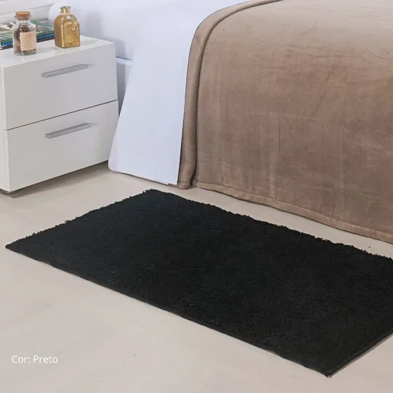 Tapete Para Sala/quarto 50x100 Classic | Oasis Tapetes Comprimento 100 cm Cor Preto Beira de Cama Largura 50 cm