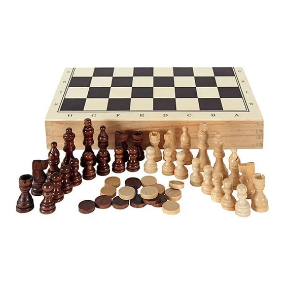 Tablero De Ajedrez De Madera  3 En 1 Piezas Y Tablera Madera