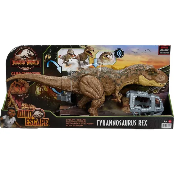 Figura de acción Tiranosaurio Rex Stomp 'N escape GWD67 de Mattel Dino Escape