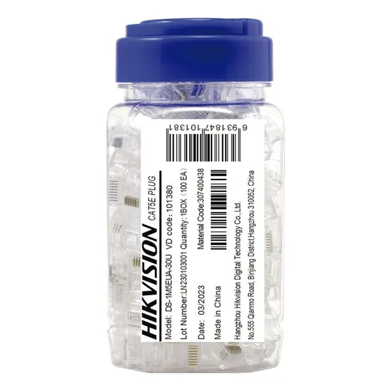 Bote 100 Pzas Plug Modular Rj45 Cat 5e Chapado Oro Hikvision