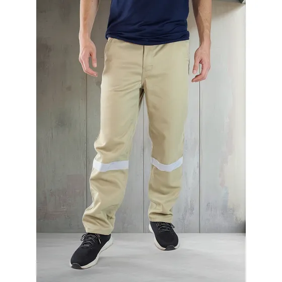 Pantalón Drill C/ Cintas Reflectivas Color Beige