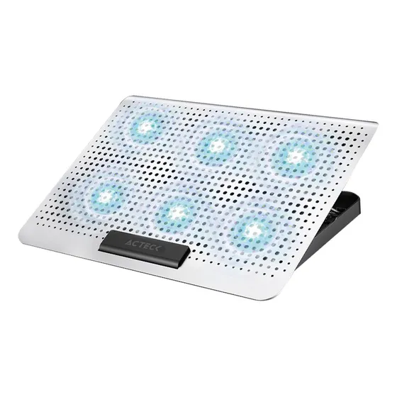 Base Enfriadora Acteck Laptop 6 Ventiladores Froost Max B480 Color Gris LED Gris