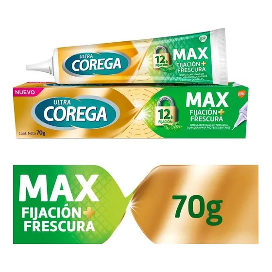 Ultra Corega Máx Fijacion+frescura Sabor Menta 70g