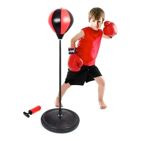 Set De Boxeo Puching Ball Niños Altura Ajustable 