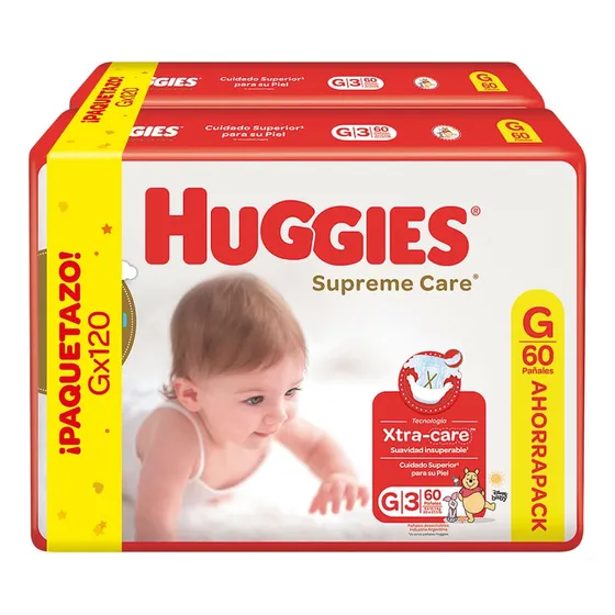 Pañal Huggies Supreme Care G Unisex X 120 Un Grande (g) Sin Género